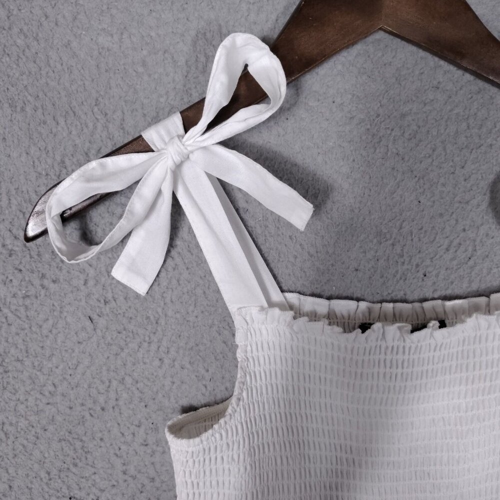 NWT 🤍Andrew Marc New York Dress Women's Medium White Eyelet Tie-Shoulder - Picture 4 of 15